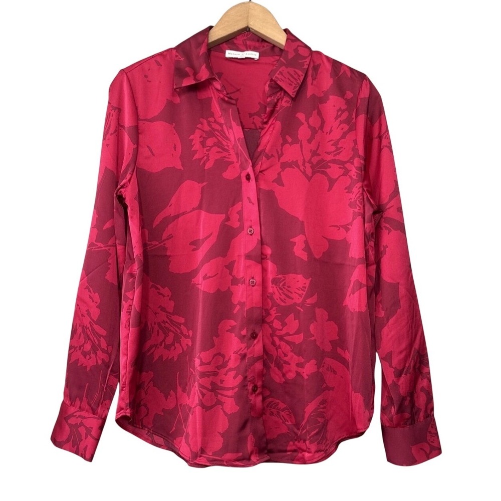 Maison d'Amélie Paris Hot Pink Floral Jacquard Satin Blouse Wmns‎ M Cottage